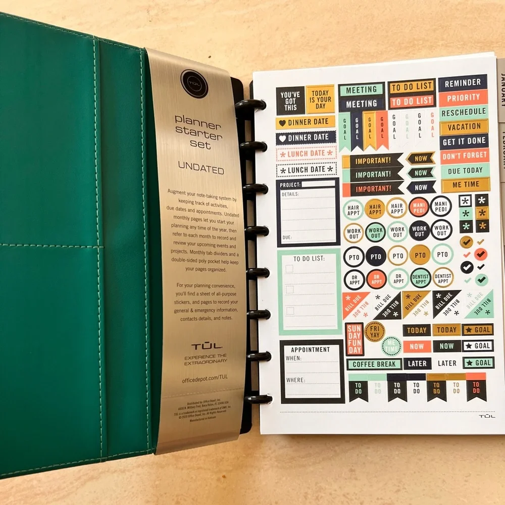 TUL Discbound Leather Undated Junior Planner Bundle -$FIRM!